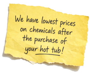 Lowest prices on hot tub chemicals after the purchase of your hot tub